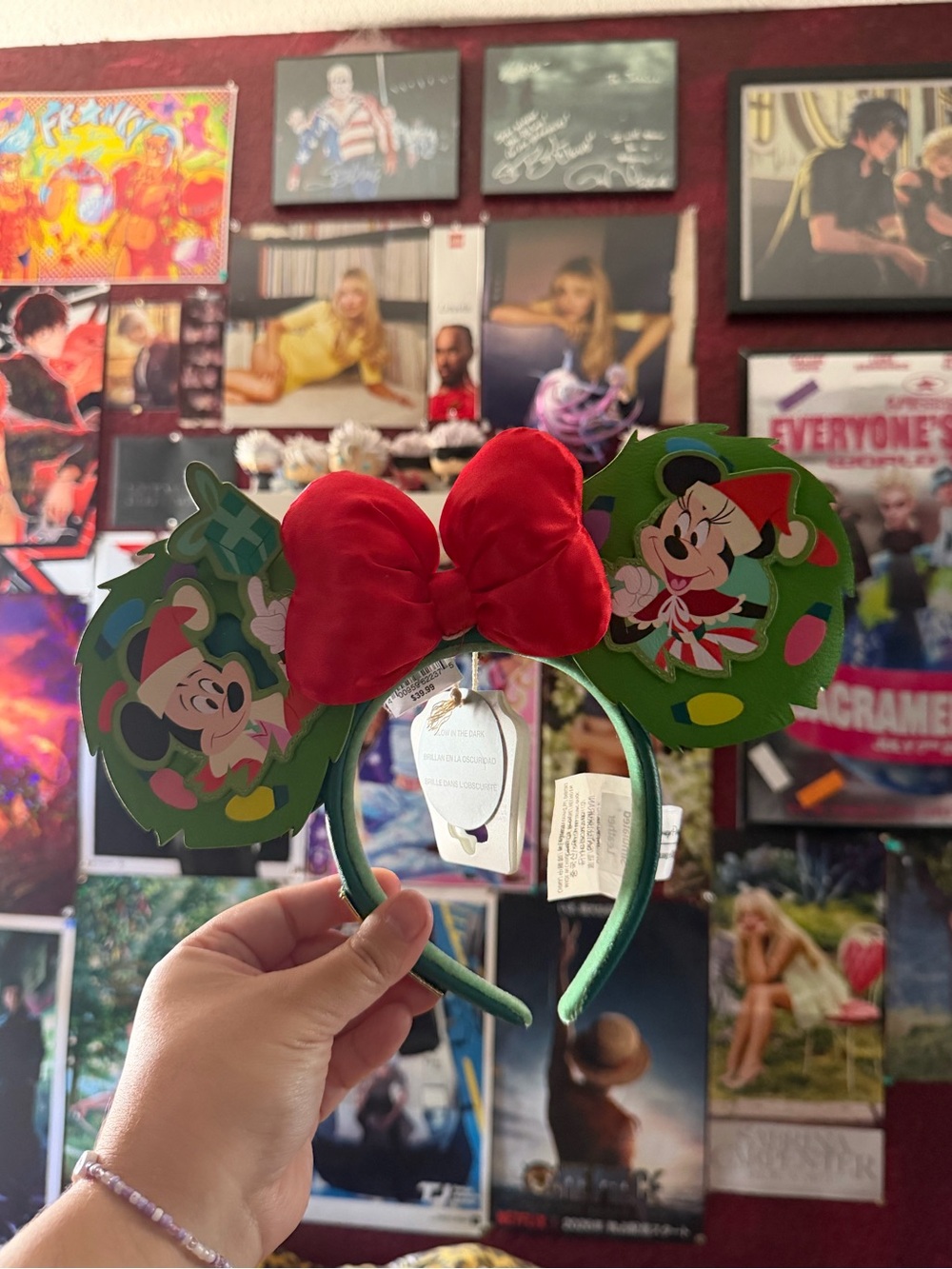 Disney Loungefly Christmas Wreath Minnie Ears Headband